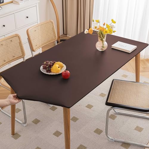 Morbuy Impermeável toalha de mesa retangular com bordas elásticas, toalhas de mesa antimanchas, toalha de mesa ajustável toalha de mesa exterior para cozinha, sala de jantar, piquenique (castanho, 70