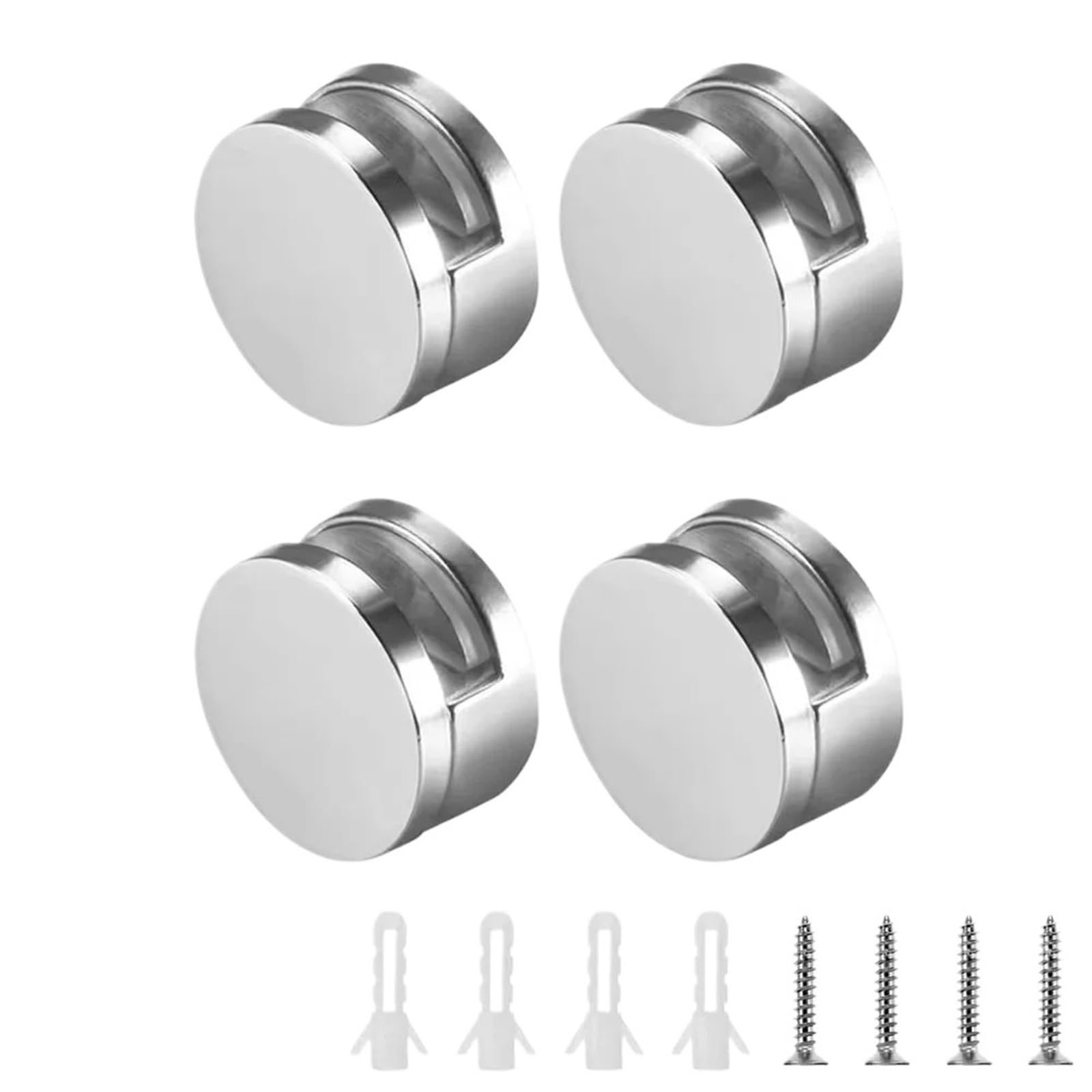 24pcs Zinc Alloy Mirror Clip Silver Round Glass Clips Hardware Kitchen Cabinet