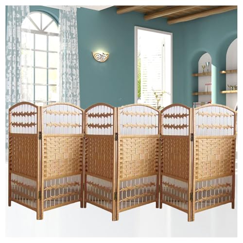Cloison de séparation en rotin pliable 6 panneaux 80x40cm pour bureau et dortoir