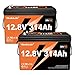 2packs 12V 300Ah (314Ah) LiFePO4 Battery 4019Wh Lithium Iron Phosphate Lithium Battery with 200A BMS 15000+ Deep Cycle Perfect for RV,Camping,Marine,Solar Energy Storage,Backup Power
