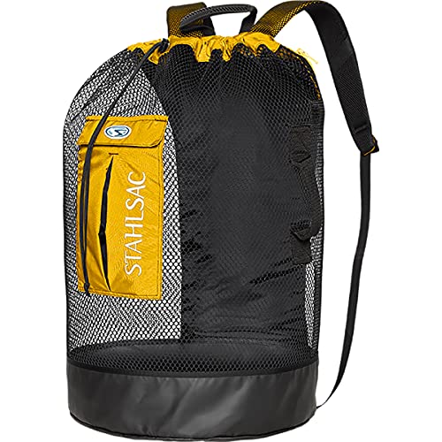 Stahlsac Bonaire Mesh Backpack: Big 142L size, ideal for dive gear, dry pockets, YELLOW