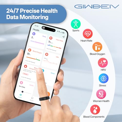 Smart Ring for Women Men, Health Fitness Tracker Ring with Heart Rate/Sleep Tracker/Blood Oxygen/HRV/Stress/Calorie/Steps, IP68 Waterproof for iOS & Android, No APP Fees(Silver,8#) - Image 4