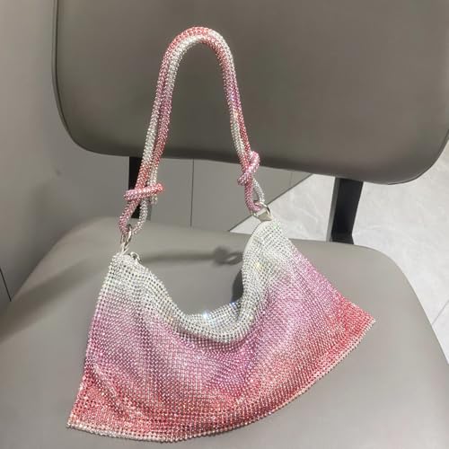 Image of Rhinestone Purse for Women Evening Clutch Hobo Sparkly Silver Handbags Glitter Bag for Wedding Prom and Party
