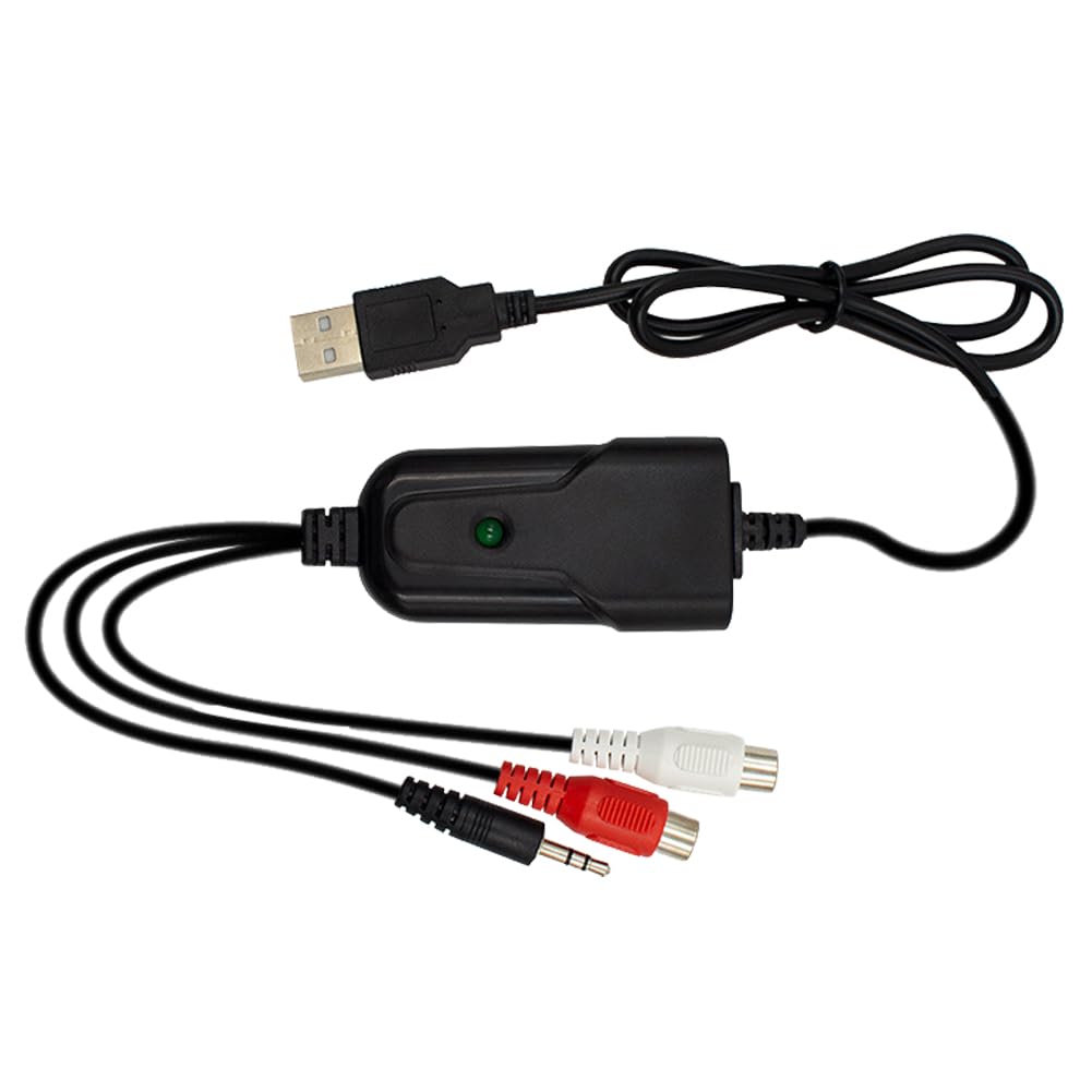Carte de Capture Audio USB 2.0 pour Cassettes Vers Convertisseur MP3, Interface Stéréo 3.5mm, R/L Compatible avec Windows XP/7/8/10 et Mac OS 10.14
