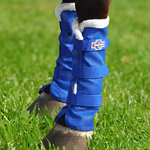 Harrison Howard Horse Fly Boots Summer Protection with Fleece Trim to Eliminate Rubbing Comfortable and Ventilating Mesh Leg Guards Sold in Pair Deep Blue M