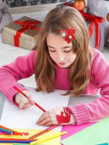 SATINIOR 2 Pairs Winter Kids Fingerless Gloves Toddler Finger Mittens Knit Convertible Half Finger Mitten Flap Aged 3-10(Mud Yellow, Light Blue,Dinosaur)4