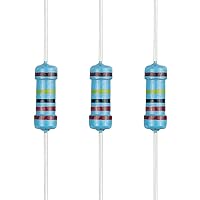 Vista 88 de 100 resistencias de 1 ohm 1/2 W (0.5 vatios) ±1% tolerancia de película metálica, resistencia fija de múltiples valores de resistencia opcional