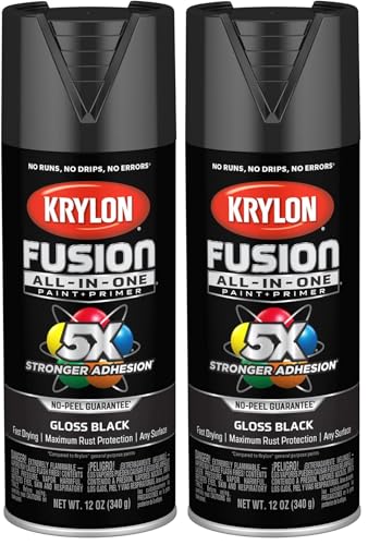 Image of Krylon K02702007 Fusion All-In-One Spray Paint for Indoor /Outdoor Use, Gloss Black, 12 Ounce (Pack of 2)