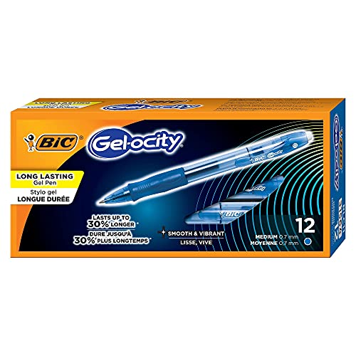 Bolígrafo Retráctil de Gel BIC, Punta Media 0.7mm, Azul, x12 miniatura 1