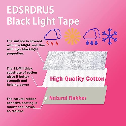 Image of EDSRDRUS Heavy Duty Black Light Tape 6 Fluorescent UV Colors Neon Gaffer Cloth Tape Glow in The Dark 1 /2, 1, 2 inch Width Total 98ft Strength and Super Bright for Glow Party Stage, Pub Supplies