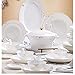 XCTLZG 60-częściowy zestaw zastawy stołowej z kości słoniowej biały porcelanowy zestaw zastawy stołowej z ceramicznymi miskami, talerzykami deserowymi, miskami do zupy i talerzami obiadowymi
