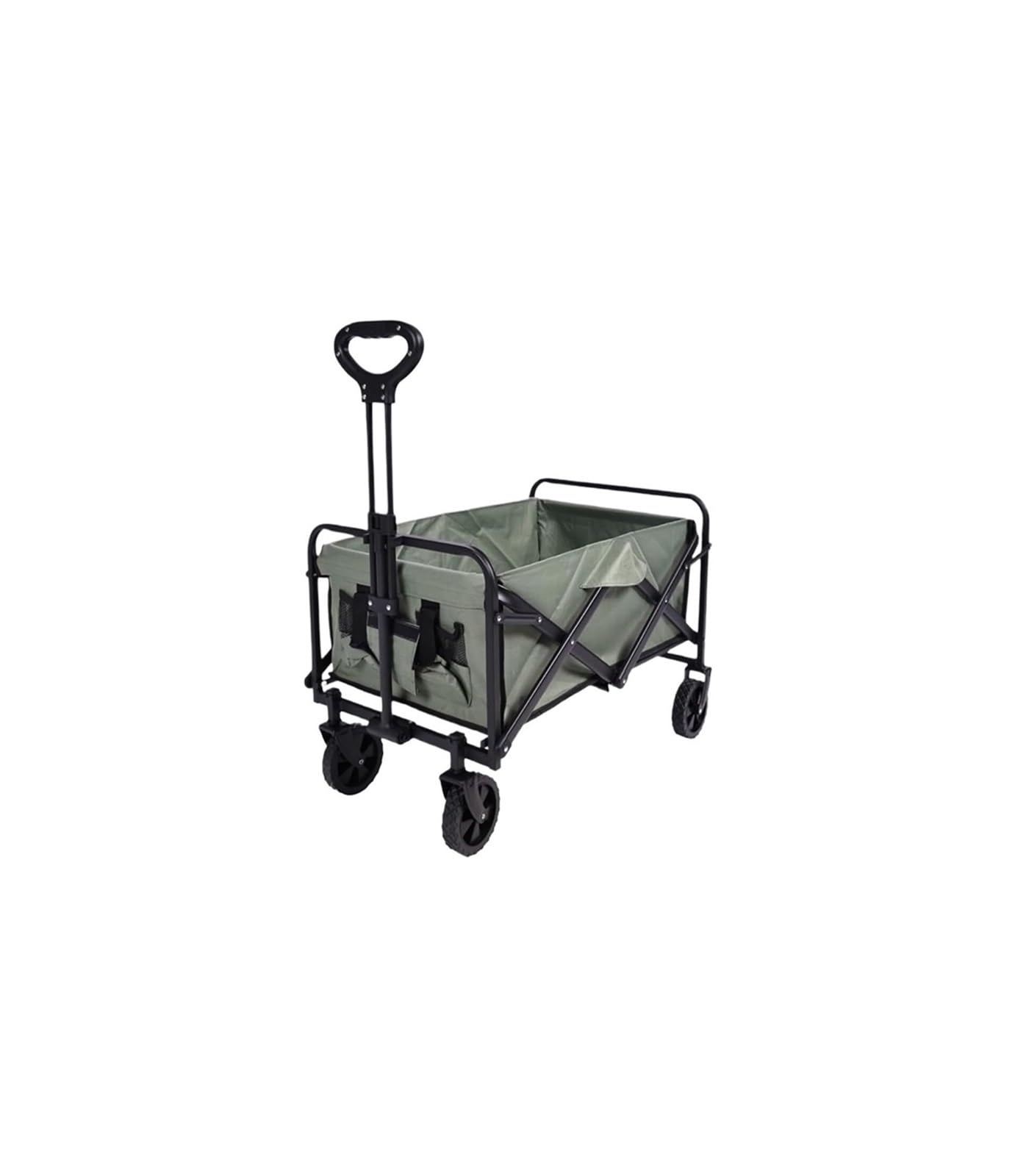 Fgjsfhrdtu Green Foldable Hand-Pulled Trailer Cart, Outdoor Picnic Camping Trolley