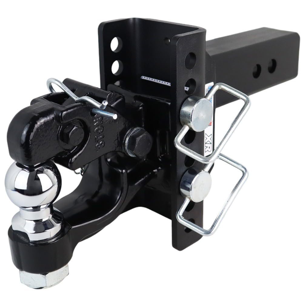 Shocker XR Adjustable Channel Pintle & Ball Combo Hitch, Fits 2-1/2