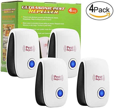 Artqua Ultrasonic Pest Repeller Indoor Wall Plug in Killer Devices Outdoor (Pack of 4) - Pest Repellent Control Electronic Machine Accessories White for Insect,Roaches,Flies,Mice,Bats,Moths,Mosquito