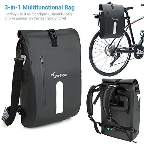 Sportneer Pannier Bag for Bike 20L & 30L, Waterproof Bicycle Rear Seat Trunk Bag, 3-in-1 Saddle Pack, Backpack, Carrier… - Image 3