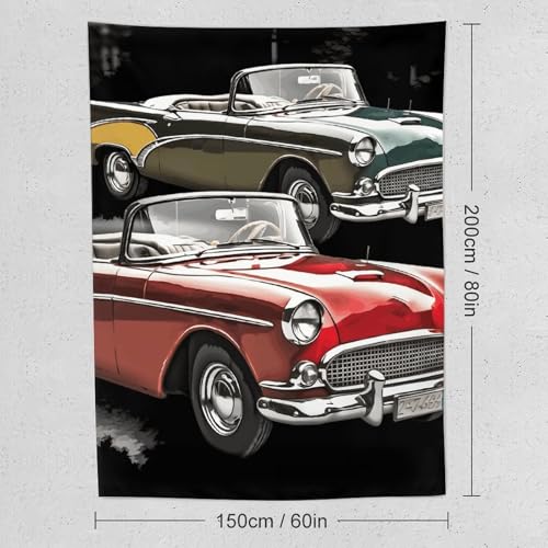 Tenture murale polyester voiture classique et roadster abstrait
