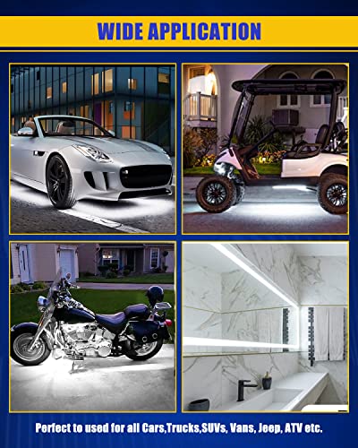 Duofu365 12V Car Led Strip Light,24Inch Car Interior Light Strip Ip68 Waterproof Cuttable For Car Motorcycles Boat Golf Cart Truck Cargo Home Decoration With Strong Nano Tape,(4Pcs) #TOP2