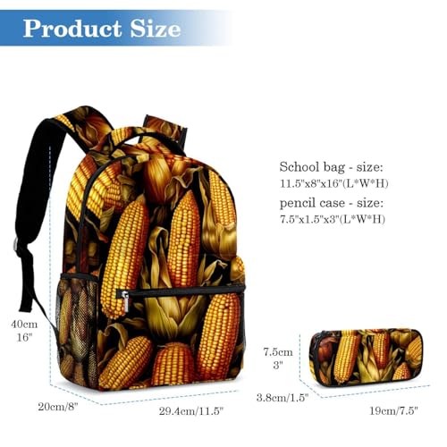 Sac à dos de Thanksgiving grande capacité et trousse pour adolescent