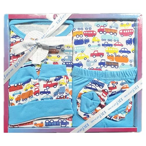 Image of EIO Baby Gifts Set for New Born Unisex Clothing Gift Hamper 6Pcs (Turquoise)