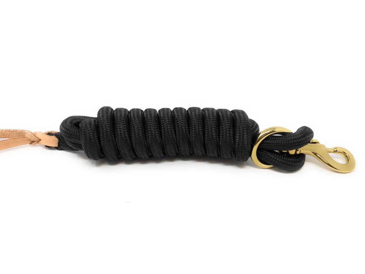 AJ Tack 9 Foot Nylon Lead Rope with Leather Popper Black