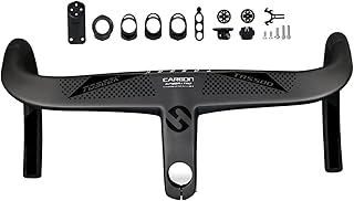 Newmind Guiador integrado, guiador de carbono para bicicleta de estrada 28,6 UD Guiador integrado 400/420/440 mm barra curvada para bicicleta de estrada - 400 x 80 mm