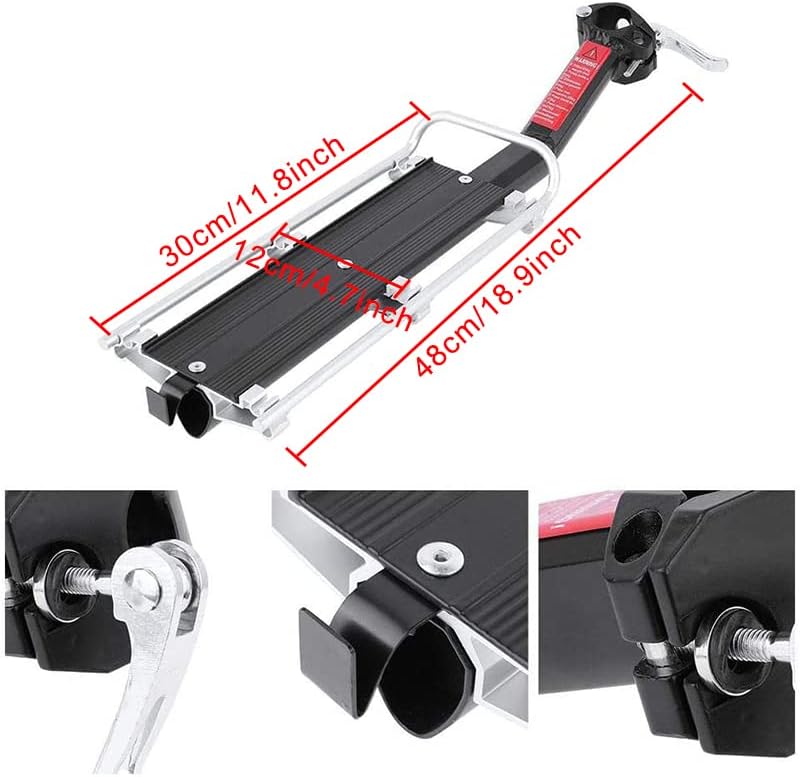 Miniatura 3 de ThreeH Portaequipajes de bicicleta de liberación rápida ligero trasero portaequipajes universal 20 lb9 kg de carga se adapta a la mayoría de