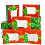 Christmas Cookie Gift Boxes Doughnut & Muffin Bakery & Pastry Box for Gift Giving Favors On Holiday and Party Decor Bulk Pack (Set of 12) (8 Inch, Evergreen Tree)