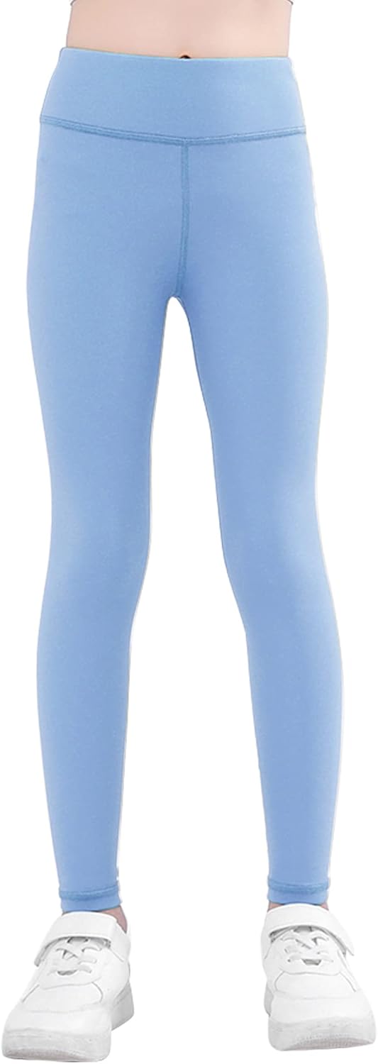 Happy Cherry Girls Active Leggings Full-Length Youth Dance Running Yoga Pants Athletic Compression Tights for 4-12Y