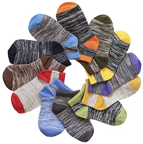 Hzcojulo Kids Toddler Half Cushion Low Cut Athletic Ankle Cotton Socks for Boys Girls Size Age 1-15 Years -12 Pairs4