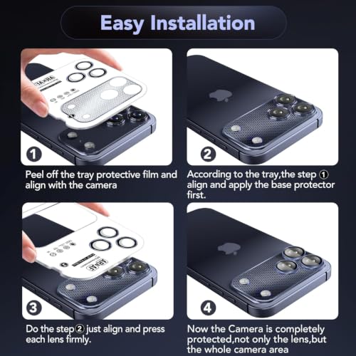 Image of Camera Lens Protector Combo for iPhone 17 Pro Blue HD Clear 9H Tempered Glass Heavy Duty Camera Protector Scratch Resistant Camera Armor Ring Case Friendly Waterproof Camera Guard