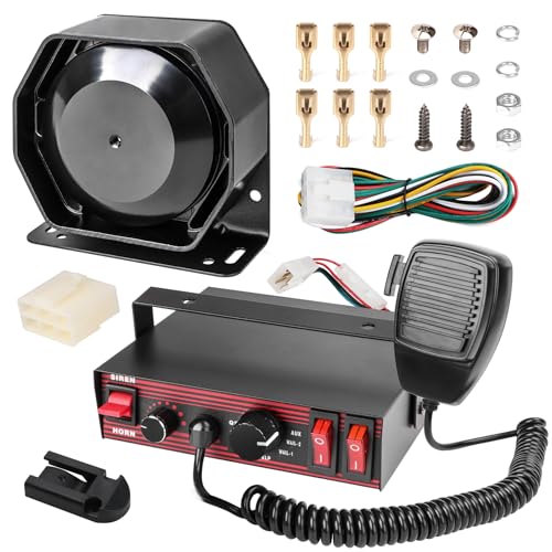 Police Siren 8 Tones Warning Emergency Siren PA System with Handheld Microphone 12V 200W for Police car,The Ambulance,Fire Truck,Engineering Vehicle