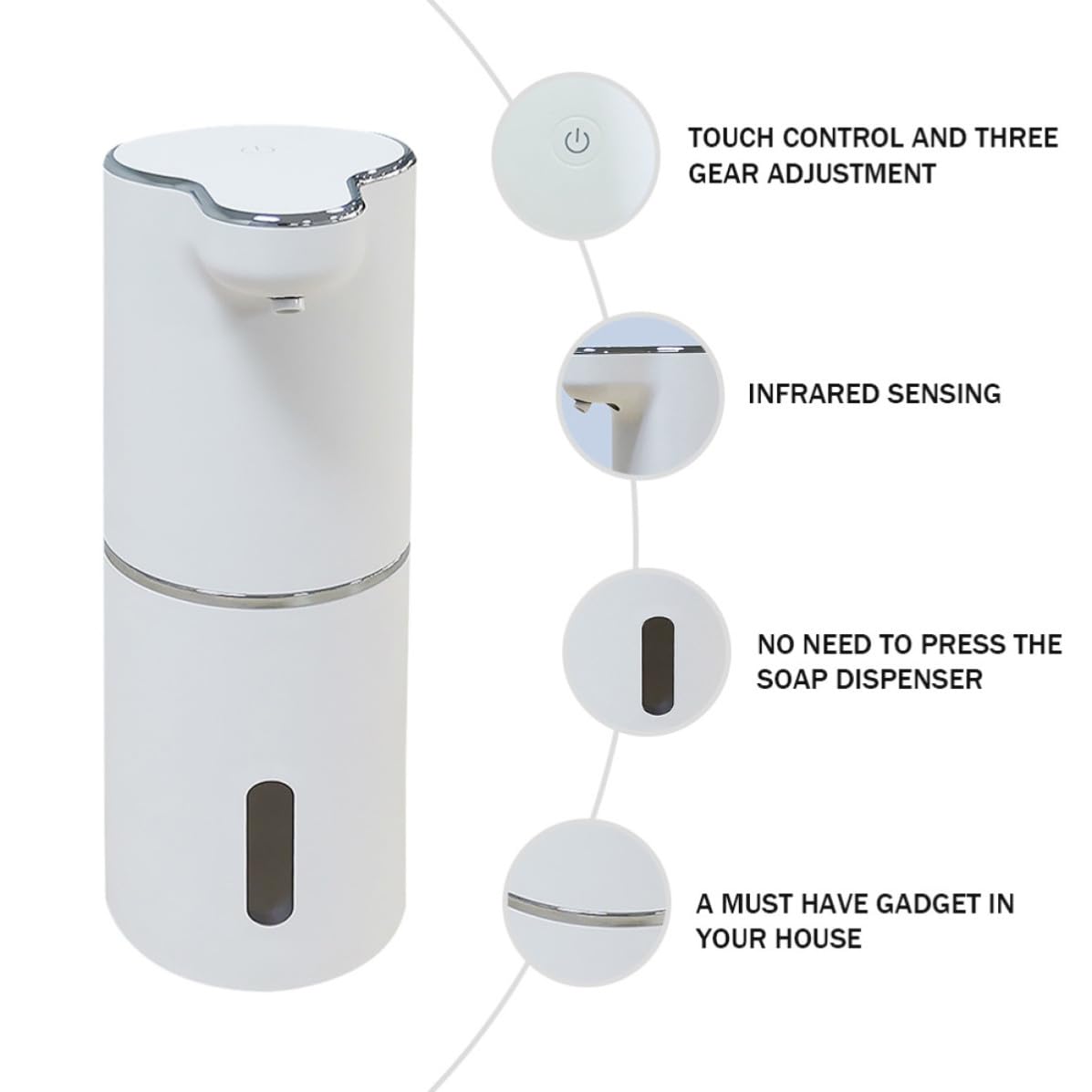 TEHAUX Distributeur Abs Infrarouge Automatique Savonnette de Blanc