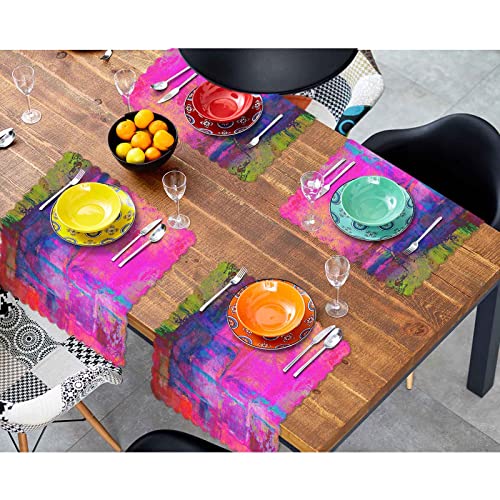 Yibeas Art Abstract Cloth Napkins Dinner Table Napkins Bright Fuchsia, Magenta, Pink, Red, Yellow, Green And Blue Washable Reusable Napkins Set Of 4 Home Holiday Party Wedding #TOP3