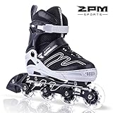 2PM SPORTS Exthrax Kids Adjustable Inline Skates with Light up Wheels, Fun Flashing Illuminating Roller Skates for Boys Girls, Men and Ladies, Medium(1-4 US)
