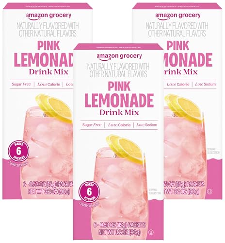 Amazon Grocery, Pink Lemonade Drink Mix Singles, 3.2 Oz, 6 Ct (Pack of 3) - image 1