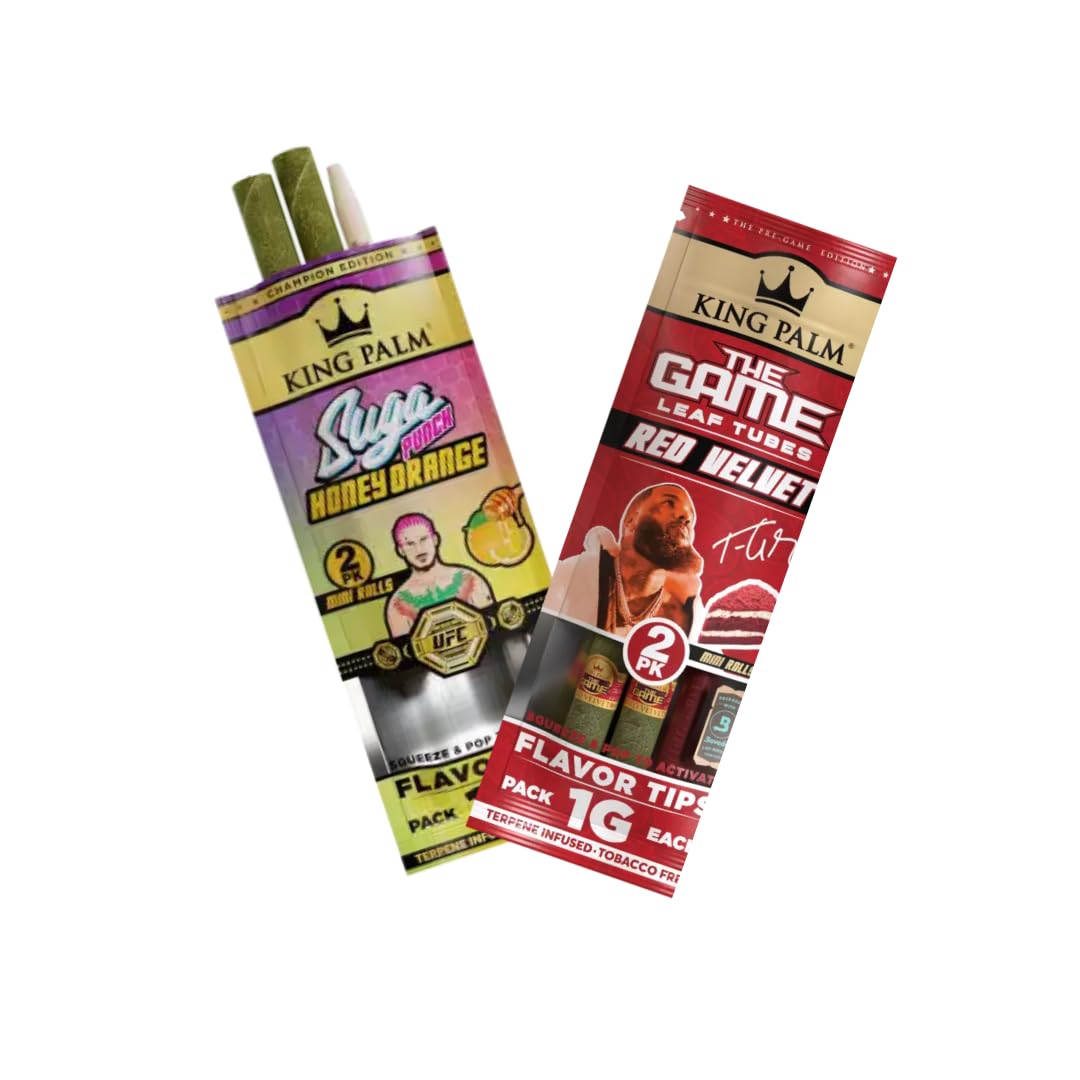 King Palm | 4 Honey Orange & Red Velvet Mini Rolls | Leaf Flavoured Pre Rolls | Twin Pack | LIMITED EDITION |