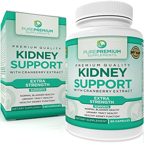 PurePremium Kidney Support Supplement for Men and Women - Urinary Tract Support, Normal Bladder Support and Supplements for Kidney Health – Cranberry Extract, Astragalus and Uva Ursi Leaf - 60 Caps