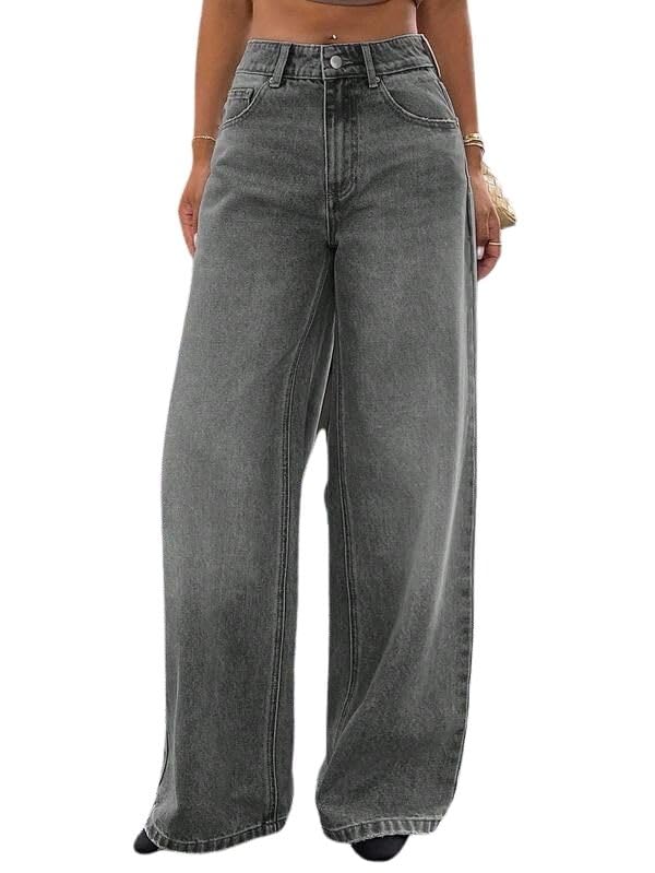 glossia Fashion Wide Leg Loose Fit High Waist Jeans for Women (WJ-2405-GY1-$)-picture-20