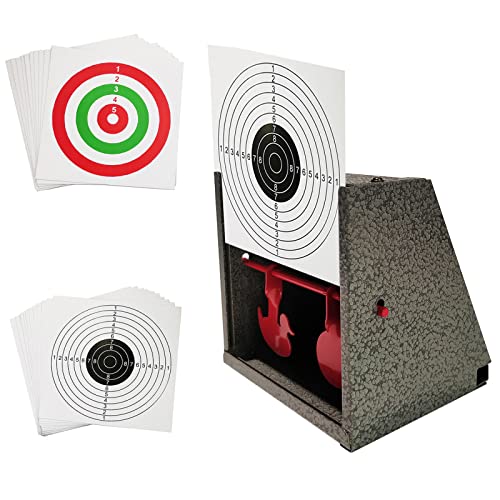 Atflbox BB Trap Target with 20pcs Paper Targets and Resetting Metal Shooting Target for Airsoft Pellet Gun Rifle BB Gun by Atflbox - Used condition - US$20.89