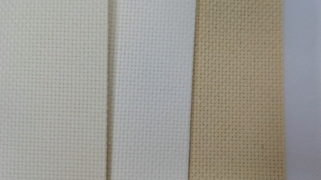 Image of 12 inch x 18 inch by 3 Pack 14CT Counted Cotton Aida Cloth Cross Stitch Fabric (Natural Antique White+Ecru+Light Straw)