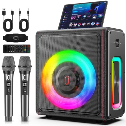 Karaoke Machine for Adults with 2 Wireless Microphones, 200W PA System