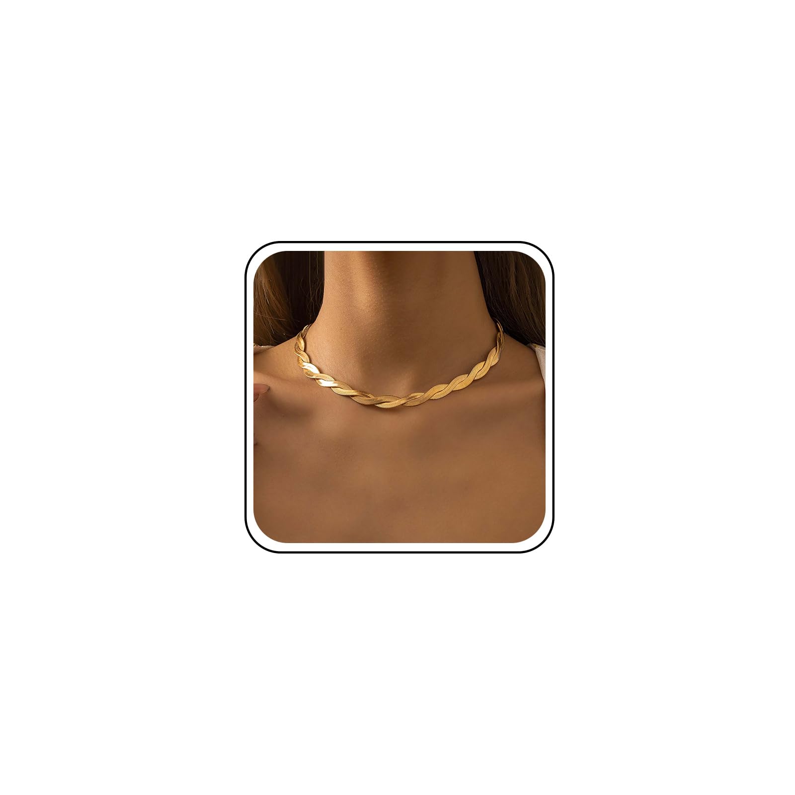 TseenYiEspiga Collar De Cadena De Oro De Serpiente Collar De Cadena De Torsión Punk Collar De Cadena De Serpiente Plana Doble Collar De Cadena De Torsión Gargantilla Hip Hop Joyeríaf O Mujeres Y
