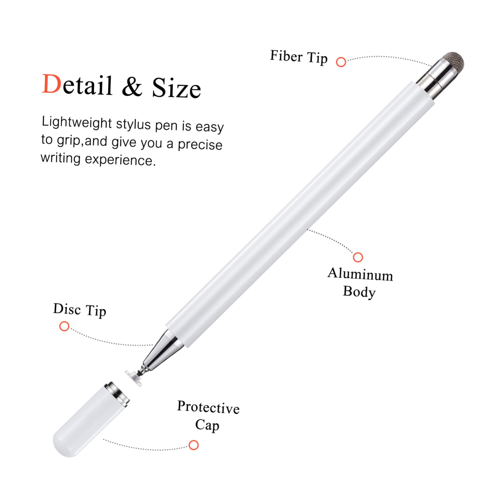 UKCOCO 8piezas Lápiz Stylus Capacitivo De Doble Punta para Pantallas Táctiles Compatible Móviles y Tablets Punta De Flexible y Silenciosa Paquete