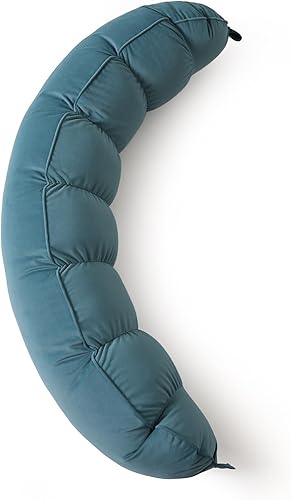 Miniatura 29 de Peallow(Pat. Pend) - Almohada larga redonda para adultos, almohada de apoyo suave y de apoyo para dormir y soporte lumbar (gris-blanco, 47 pulgadas)