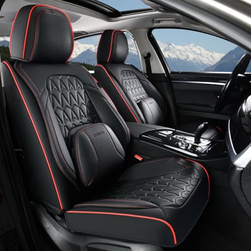 Image of Coverado Seat Covers, Car Front Seat Covers with Backrest, Nappa Leather Car Seat Protectors,Waterproof &Breathable,Anti-Slip Automotive Seat Cushion, Universal Fit for Most Vehicles