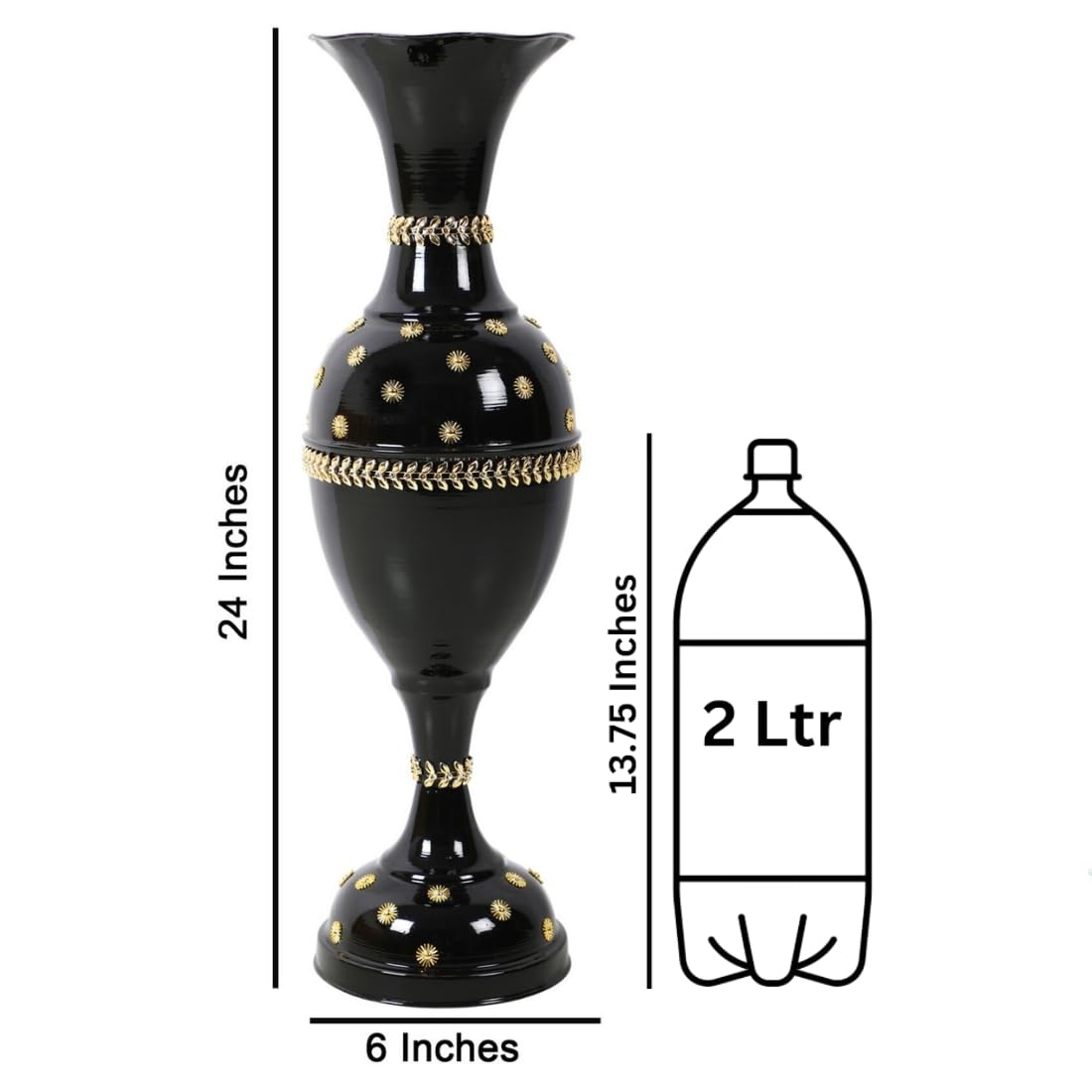 Black Metal Flower Vase - 24 Inch Modern Decor -5 Black Metal Flower Vase - 24 Inch Modern Decor -5