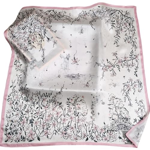 Mulberry Silk Scarf - Printed Square Large Silk Hair Head Wrap Scarf