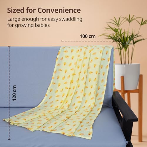 Image of LuvLap 100% Cotton Muslin Baby Swaddle Set, Baby Towel, Size-120cm x 100cm (47 inchx39 inch), Dots Hearts Print, 0-18 Month+, Printed Mulmal Muslin Swaddle Wrap for New Born, Pack of 6