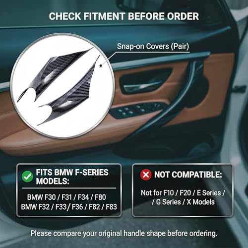 iCarPro Carbon Fiber Pattern Interior Door Pull Handle Cover for BMW F30 F31 F34 F80 3 Series 2012-2018, F32 F33 F36 F82 4 Series 2014-2020, Sticky Melting Interior Handle Fix, 2PCS — view 5