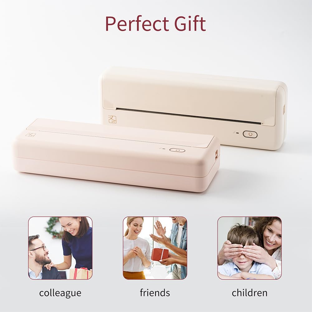 Stampante termica A4, mini stampante Bluetooth portatile per viaggi e casa, stampa wireless senza inchiostro, design compatto per ufficio e scuola